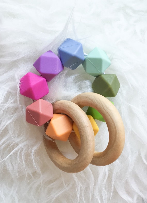 Wooden Teething Toy Baby Gift Wooden Teether Waldorf Toy Etsy