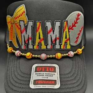 Ladies Softball and Baseball Mom trucker hat, sports mom
