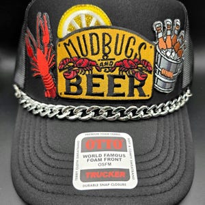Mudbugs and Beer, crawfish boil trucker hat, crayfish