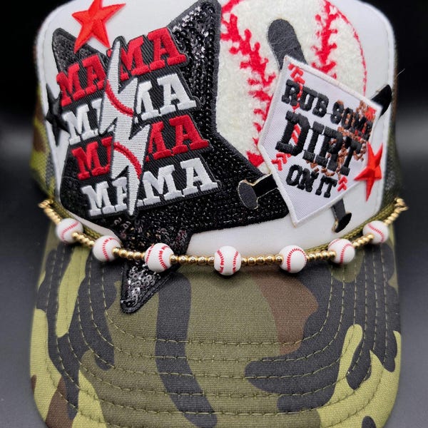 Baseball Mama, Rub Some Dirt on It, ladies trucker hat, baseball mom