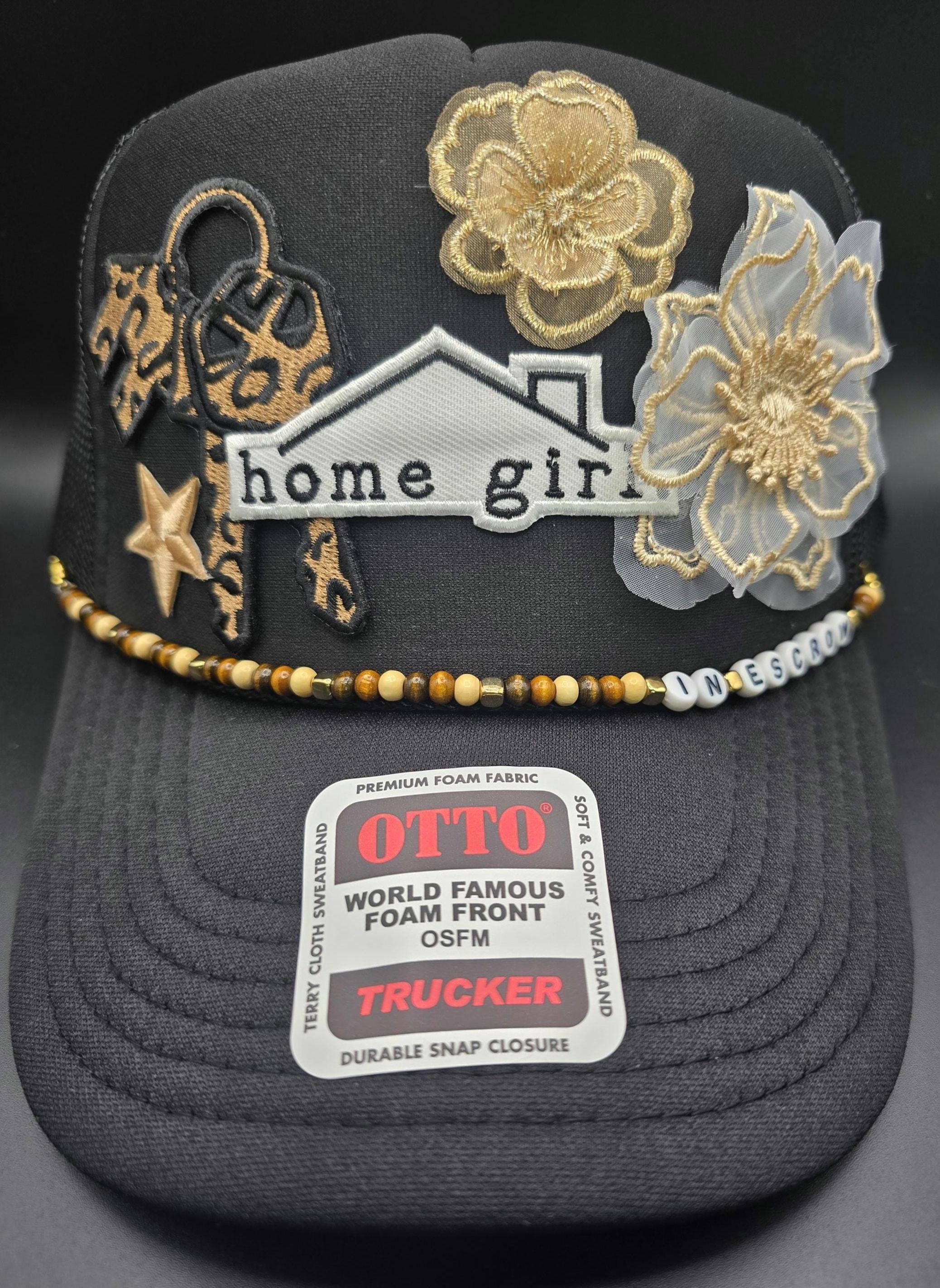 Ladies Home Girl Realtor Real Estate Agent trucker hat with custom In Escrow hat chain