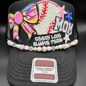 Baseball Mom, Crazy Loud Always Proud ladies baseball mama trucker hat, sports mom