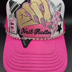 Ladies Nail Hustler hat in hot pink for Nail Tech