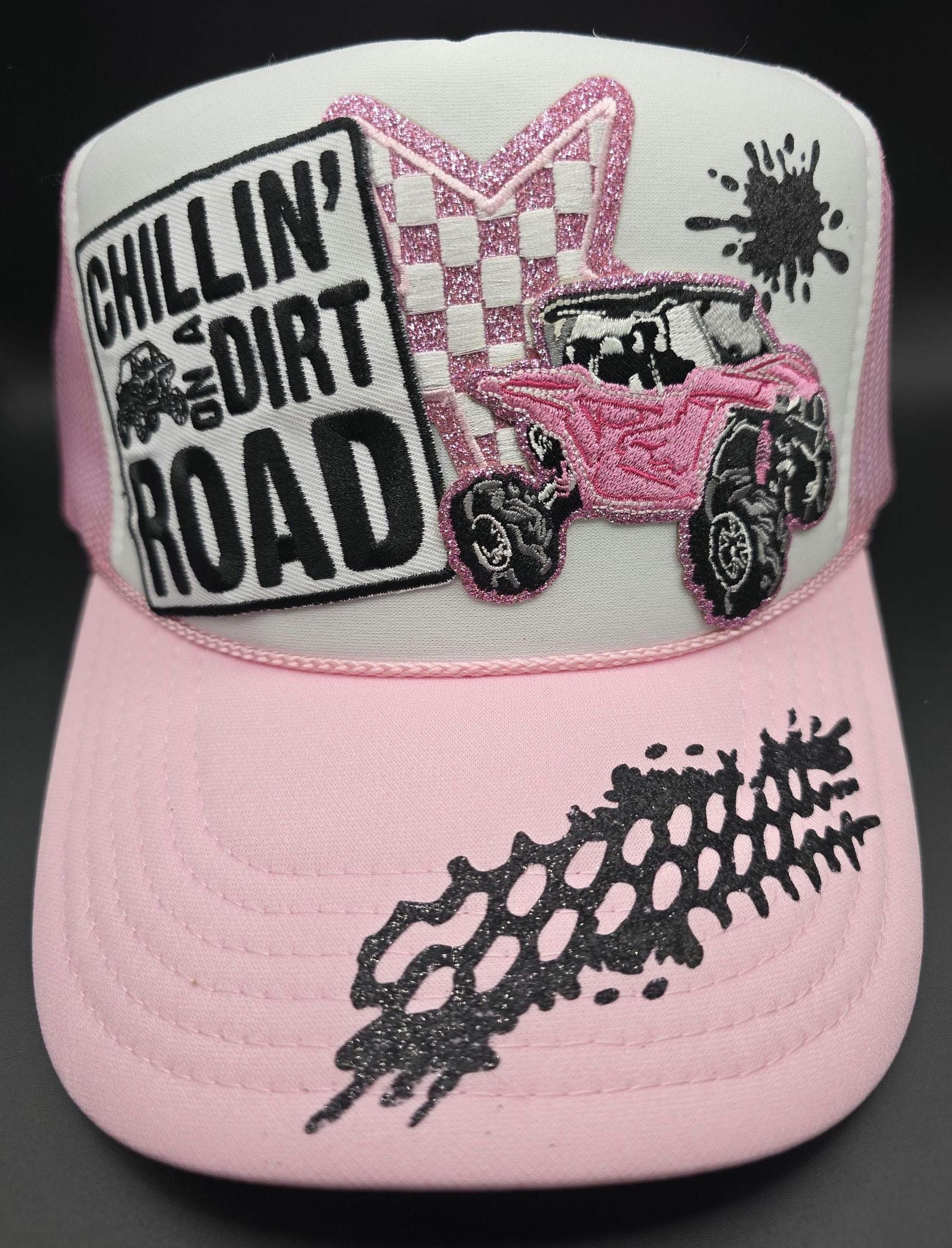Chillin on a Dirt Road, Pink SXS RZR off Road Trail Riding Trucker Hat ...