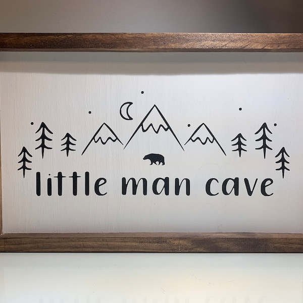 Panneaux en bois Little Man Cave, ferme, bébé garçon, rustique, cadeau de baby shower, décoration de chambre d'enfant, chambre de bébé, art mural, salle de jeux