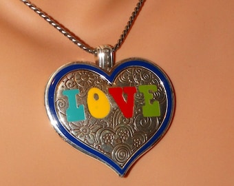 Brighton liefde hart glazuur zilveren Toon omkeerbare ketting.