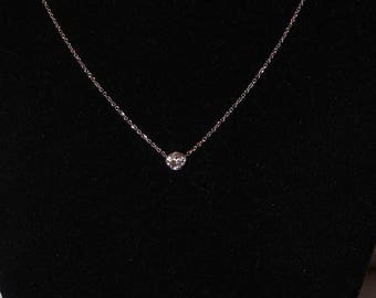 14k White Gold Stamped CZ Stone Elegant 15"-Inch-Long Necklace.