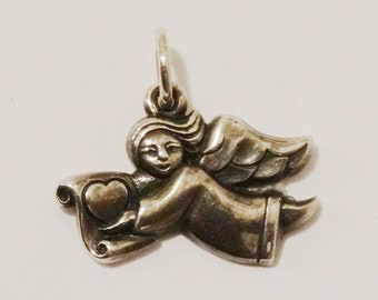 James avery angel pendant - Gem Sterling Silver James Avery Guardian Angels Heart Pendant RETIRED display picture 1