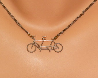 Silver Tone Metal Chain With RARE Bicycle Pendant.