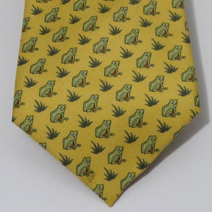 Authentic HERMES Yellow Frog Tie.