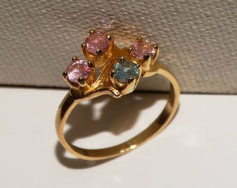 10k Yellow Gold 3 Chrysoberyl Spinel 1 Almandine & Amethyst Stone Size 6 Ring.