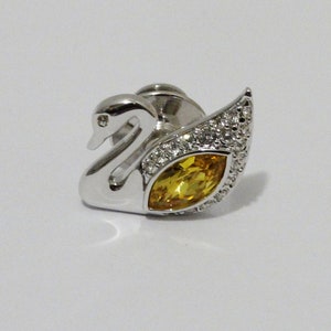 Swarovski Silver-Tone Sparkling Crystals Signed Swan Pin.
