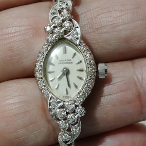 Antique 14k White Gold & Diamond Ladies Watch - Etsy