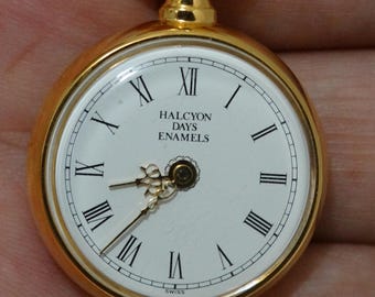 Halcyon Days Enamels Swiss Made Gold Tone Pocket Watch. as Is - Etsy