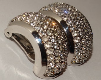 Christian Dior Sparkling Crystals Clip On Earrings