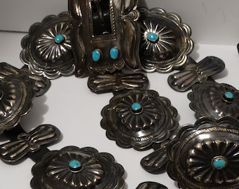 Navajo Concho Belt with Genuine Turquoise.