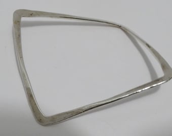 Rare Sterling Silver Square Design Bangle Bracelet.