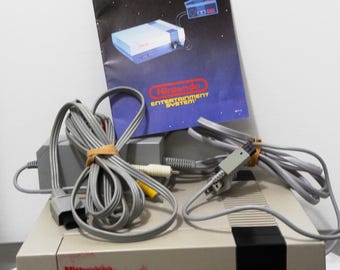 Nintendo NES Console, 3 Controllers, 3 Games & Most Wire Connections.