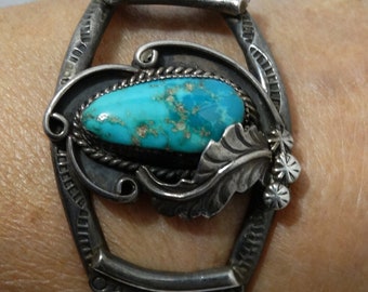 ナバホ族のターコイズ マルチジェム シルバー カフ ブレスレット