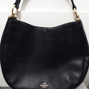 Coach Large Black Leather Gold Tone Hardware Bag