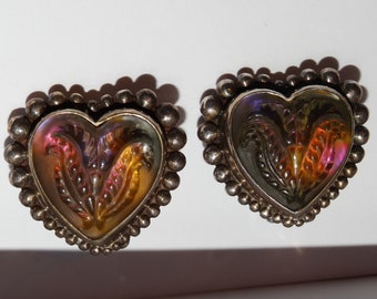 Sterling Silver Unique Stephen Dweck Designer Signed Hand Carved Rock Crystal Quartz Heart Earrings.