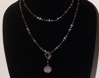 Silpada 34" Sterling Silver Pearl Hematite Stone Necklace.