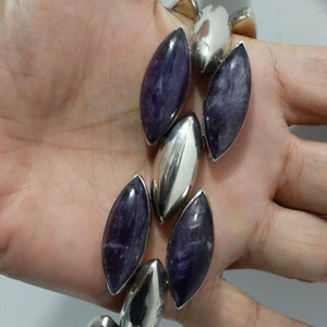 Sterling Silver Heavy Amethyst Flexible Bracelet.