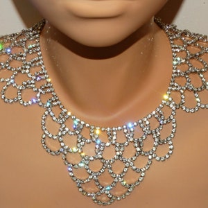 Silver Tone Sparkling Rhinestones Choker Necklace.