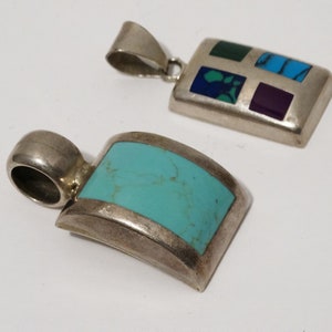 Solid Sterling Silver Inlaid genuine Stone Pendants Priced Individually.
