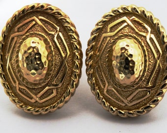 Extremely RARE Christian Dior Gold Plated Gorgeous Design Oblong Shaped Clip Earrings.