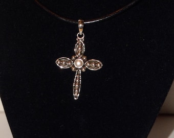 Sterling Silver Silpada Pearl Cross Pendant.