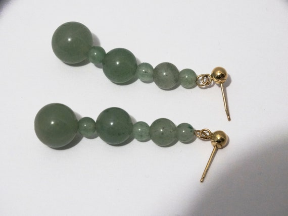 14k Y Gold Green Jade Earrings. - image 8