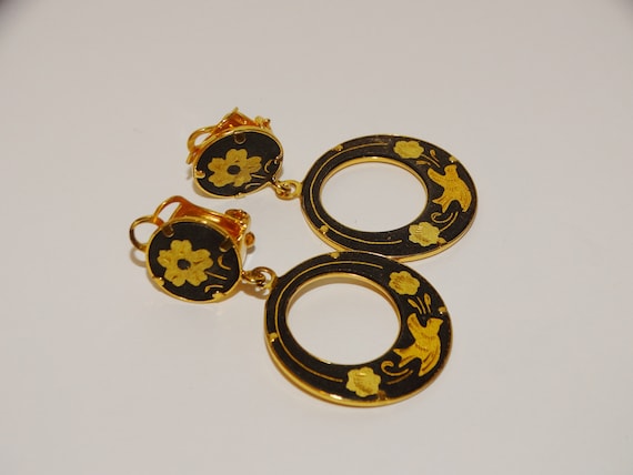 Damascene Design Handmade Hoop Earrings. View 2