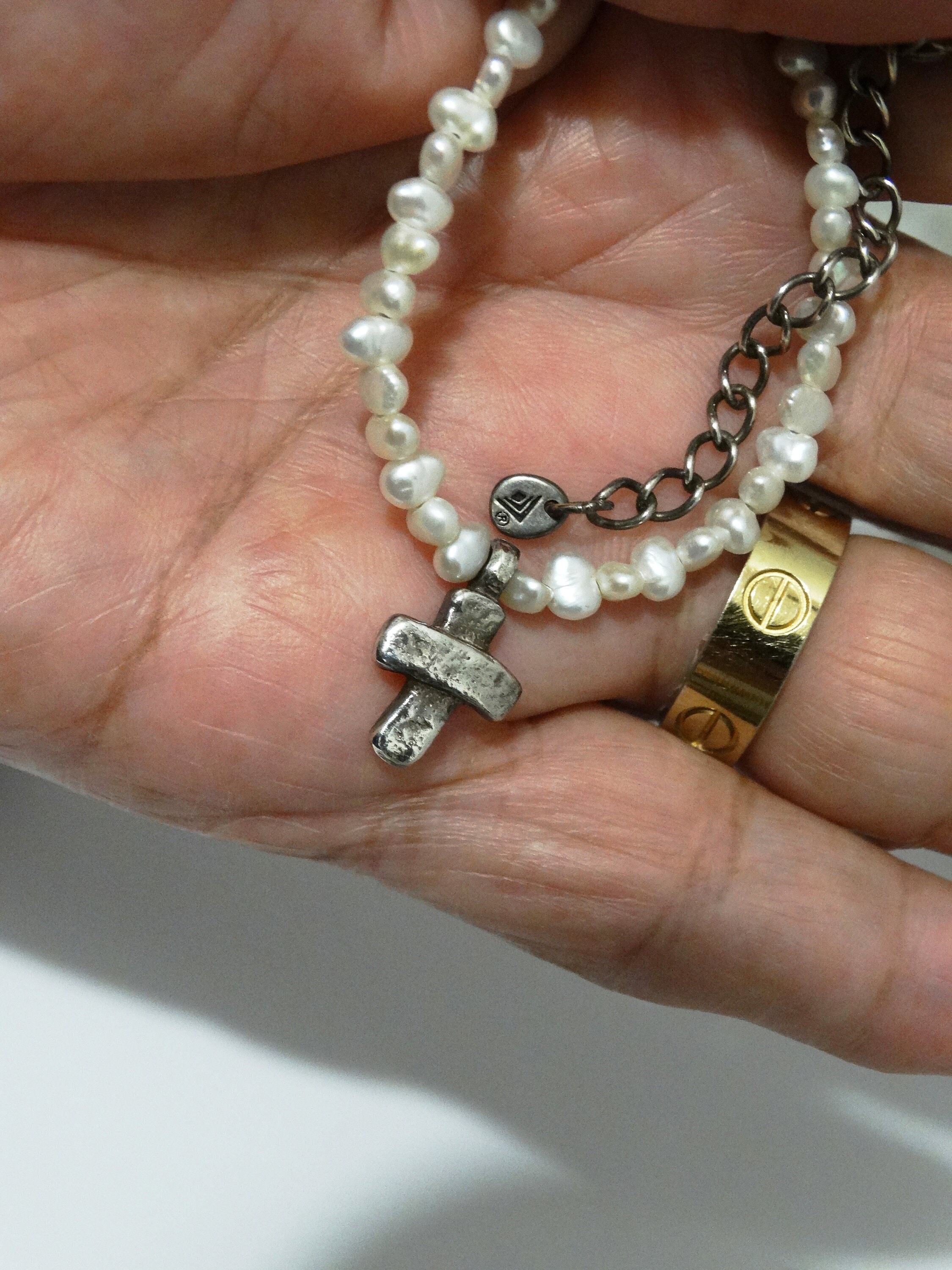 Silpada Sterling Silber Perle mit Kreuz Halskette.