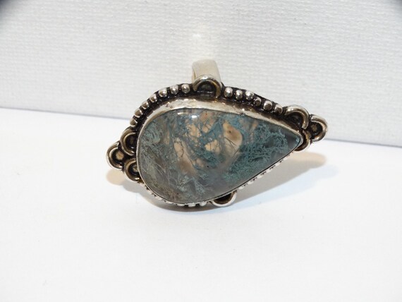 Sterling Silver Moss Agate Stone Ring. - image 2