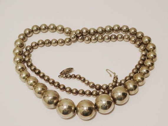 Sterling Silver 32" Inch Long Graduated Bead Neck… - image 4