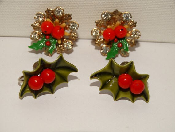 Christmas Earrings Lot of Two Pair. - image 1