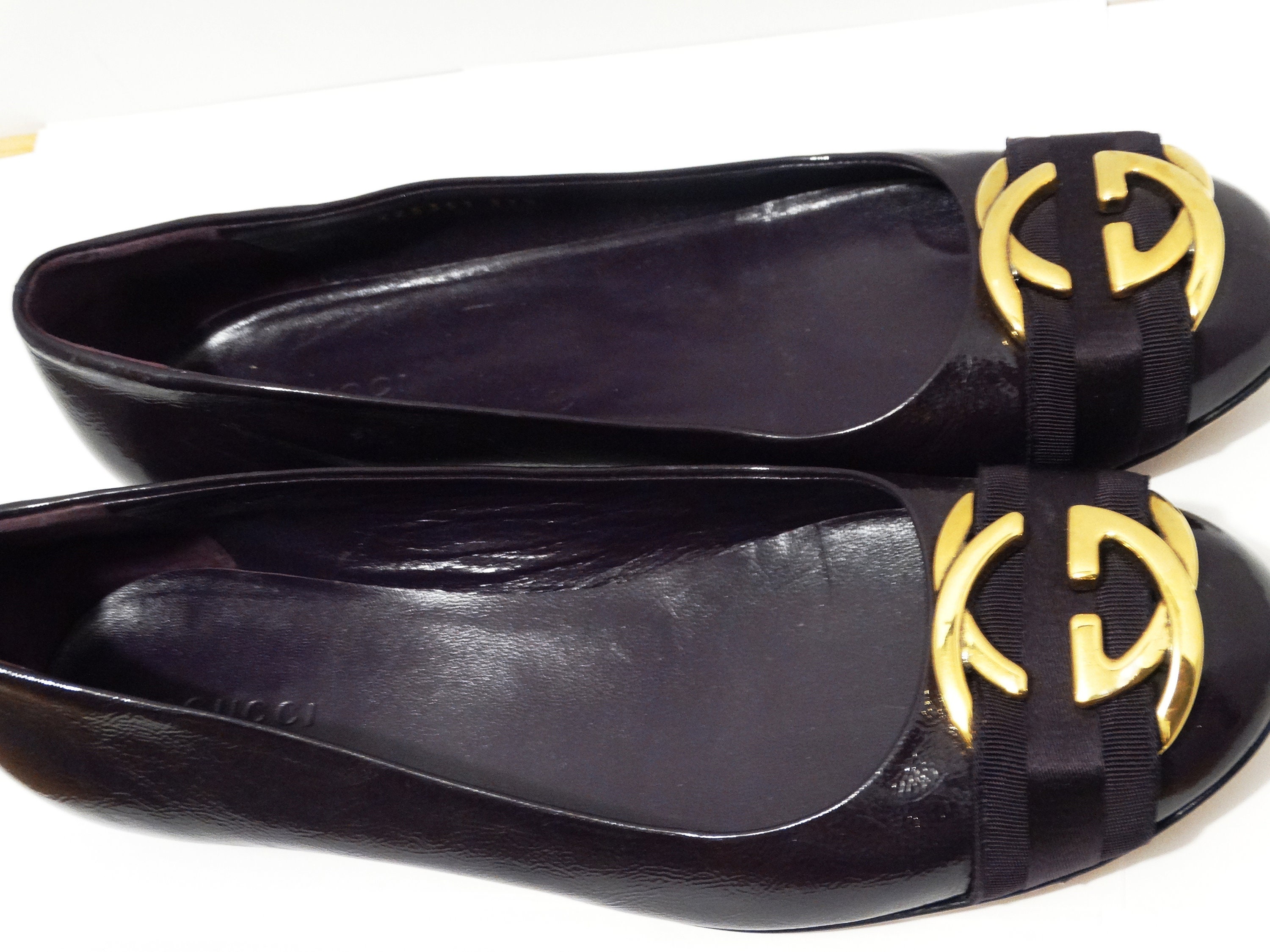2024新入荷 Leather Purple Dark 1/2 37 Size Gucci Ballet Etsy - Shoes. Flat 靴