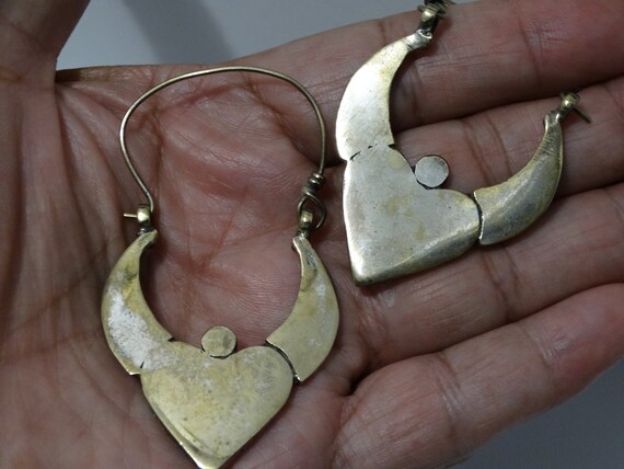 Brass Silver Plated Heart Earrings. - image 5