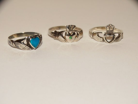 Sterling Silver Claddagh rings. - image 10