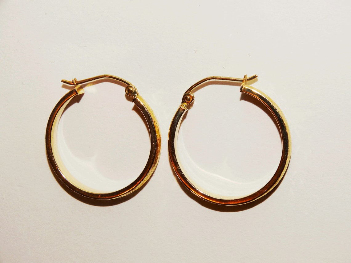 14k Yellow Gold Laser Cut 0.90 Inch Hoop Earrings. | Etsy