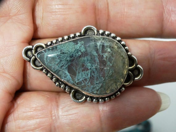 Sterling Silver Moss Agate Stone Ring. - image 9