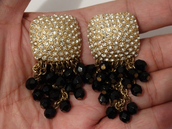 Eco-Friendly Black Glass Beaded Dangle Earrings from Ghana - Afia's Knot |  NOVICA