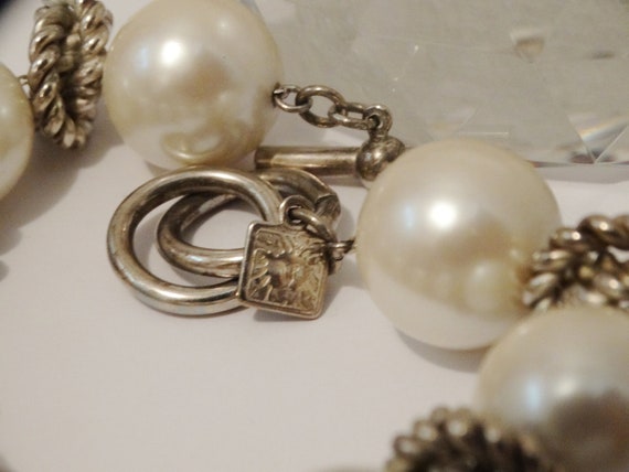 Anne Klein Rope Design Spacers Large Faux Pearl B… - image 3