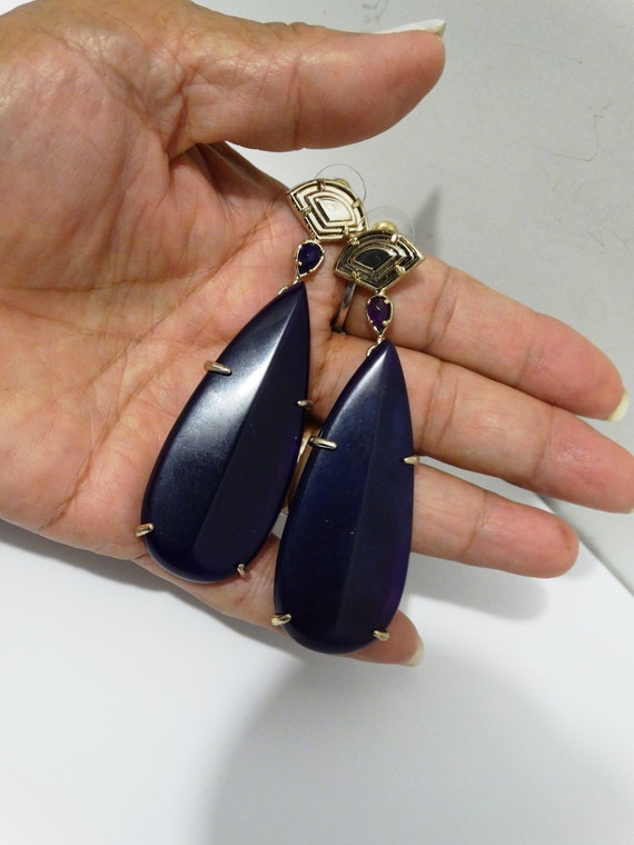 Kendra Scott Gold Tone Purple Stone Earrings, - image 8
