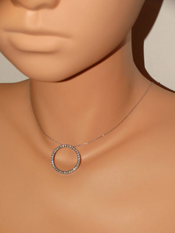 14k WG Genuine Diamond Circle Of Life 16" Necklac… - image 2