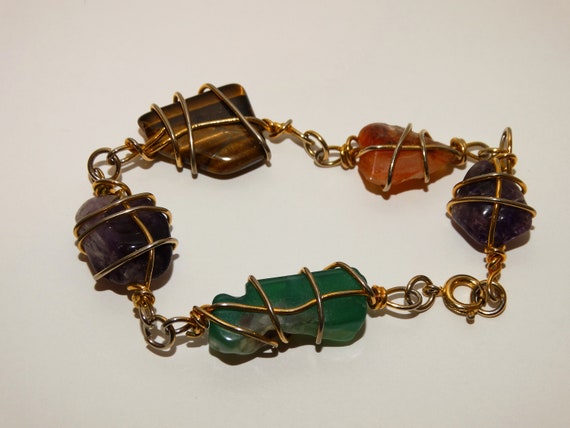 Gold Tone Genuine Gemstone Bracelet. - image 10