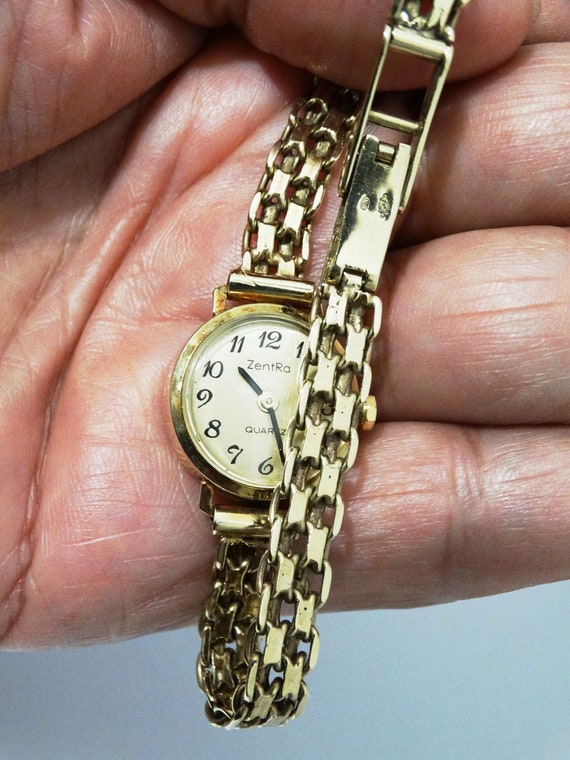 14k Gold Zentra Quartz Ladies Wrist Watch Bracelet. Etsy Canada