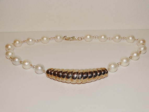 Solid Sterling Silver Center Piece Faux Pearl Nec… - image 5