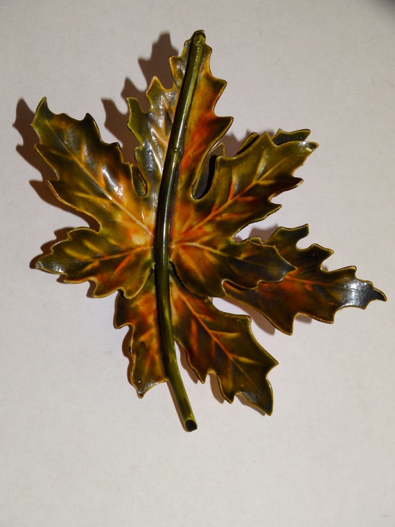 ORIGINAL BY ROBERT Designer Enamel Oak Leaf Brooch